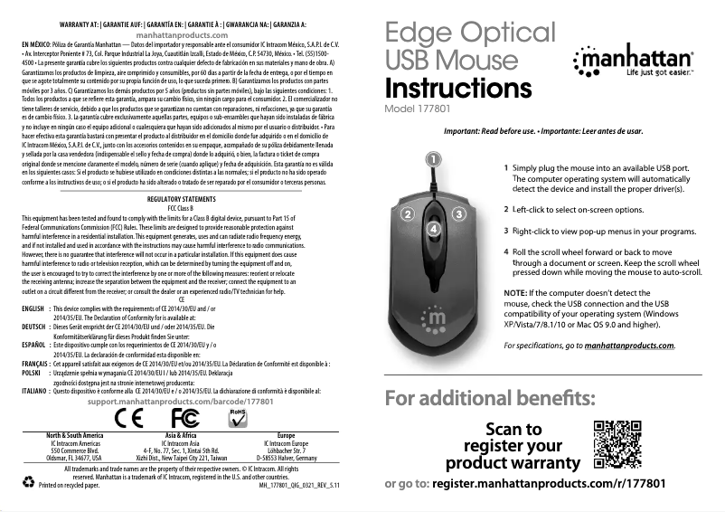 Página nº 1 - Manual de usuario Manhattan 177801