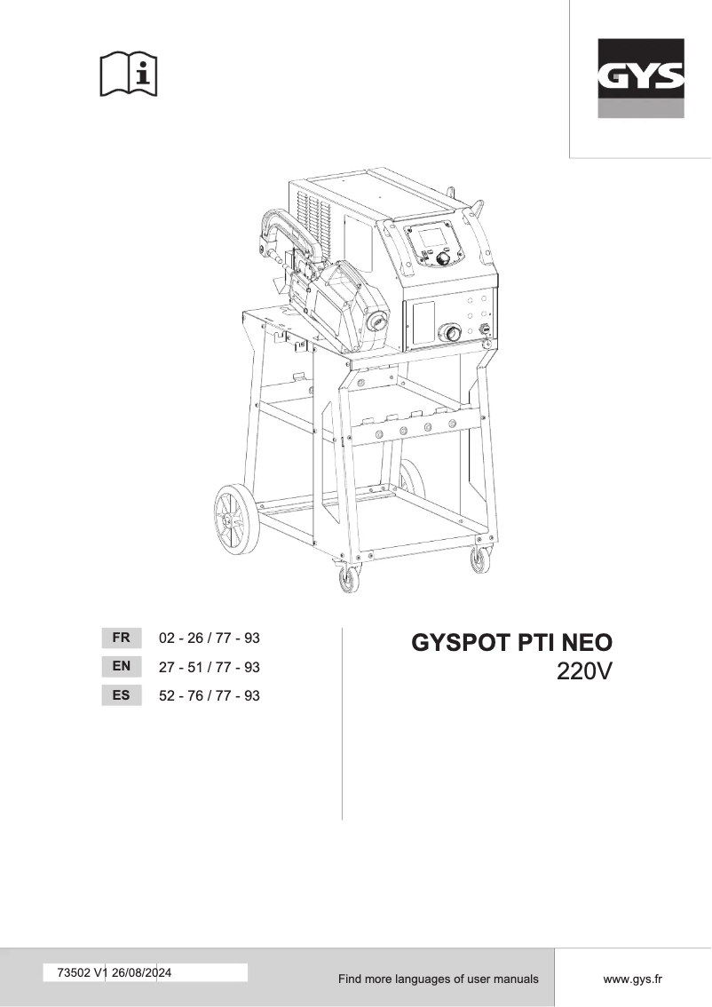 Imagen de la primera página del manual del dispositivo Gyspot PTI NEO