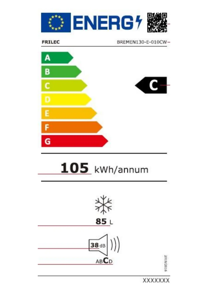 Página 1 del manual Etiqueta energética Frilec BREMEN130-E-010CW