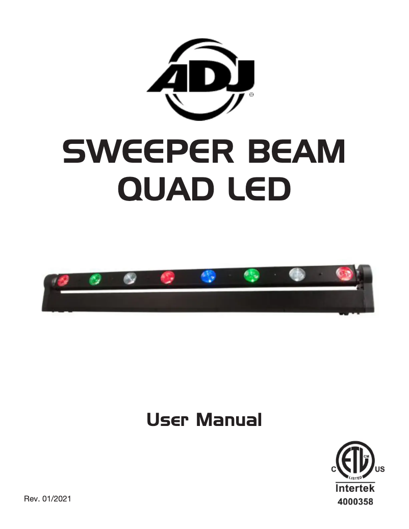 Imagen de la primera página del manual del dispositivo Sweeper Beam Quad LED