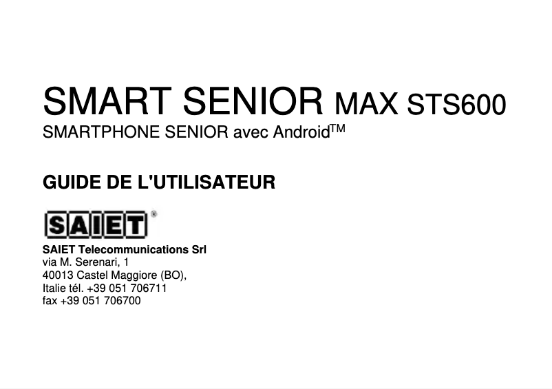 Página 1 del manual Manual de usuario Saiet Smart Senior STS600