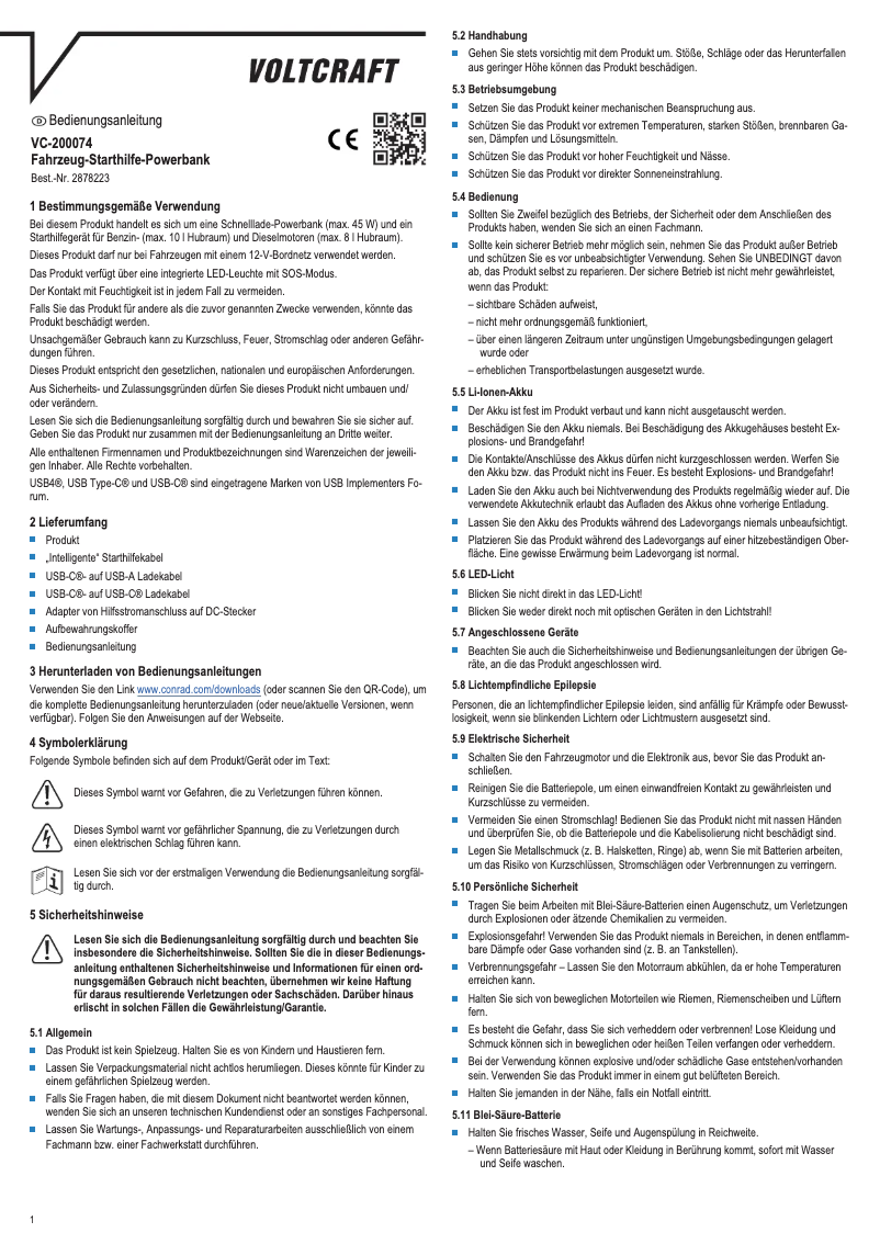 Imagen de la primera página del manual del dispositivo VC-200074