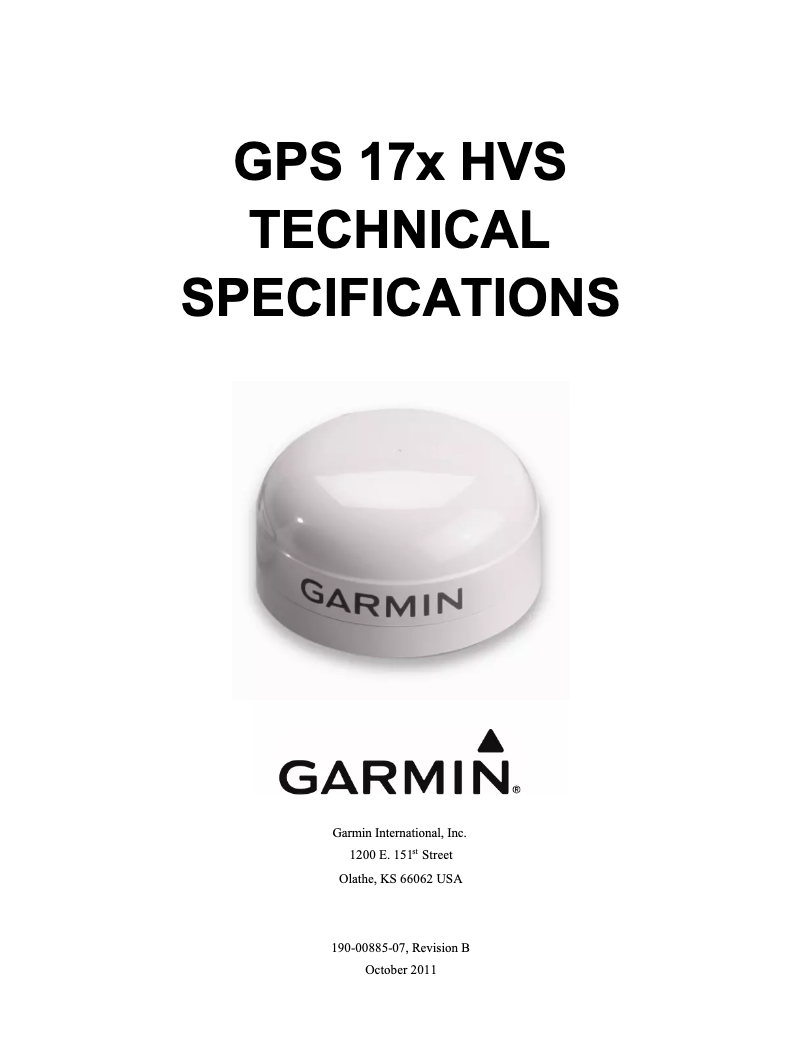 Página nº 1 - Ficha técnica Garmin GPS 17x HVS