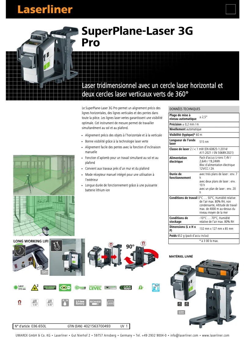 Imagen de la primera página del manual del dispositivo SuperPlane-Laser 3G Pro
