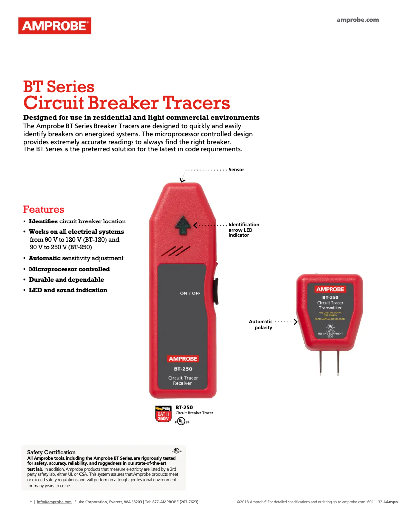Página 1 del manual Ficha técnica Amprobe BT-250