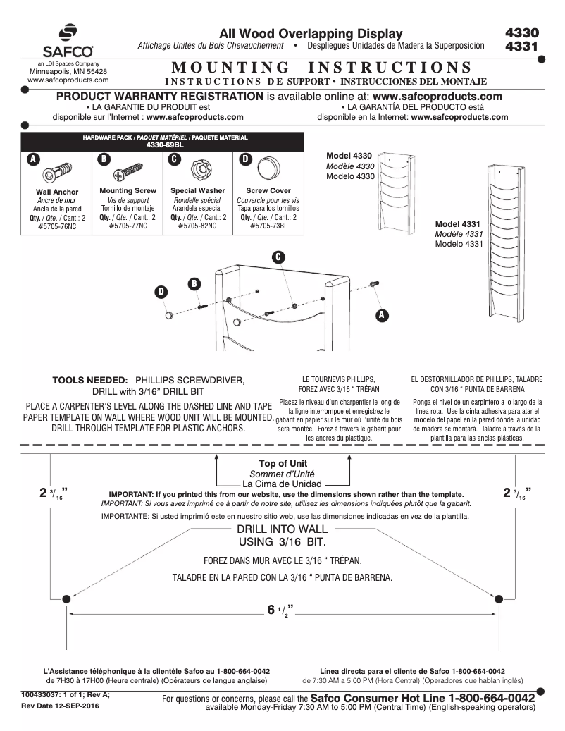 Imagen de la primera página del manual del dispositivo 4331