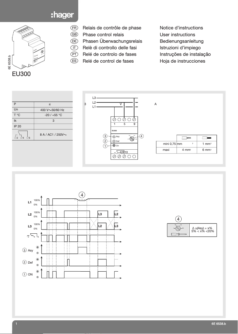 Página 1 del manual Manual de usuario Hager EU300