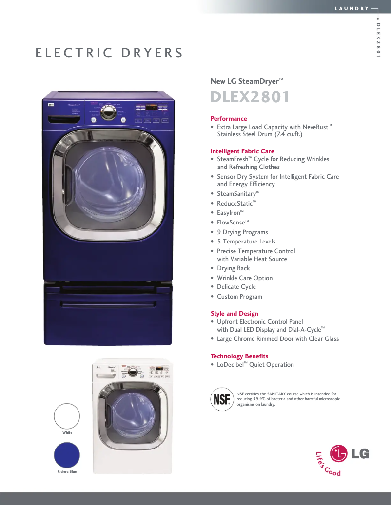 Página 1 del manual Ficha técnica LG DLEX2801L