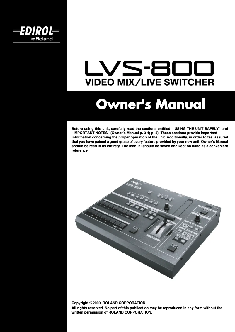 Página 1 del manual Manual de usuario Roland LVS-800