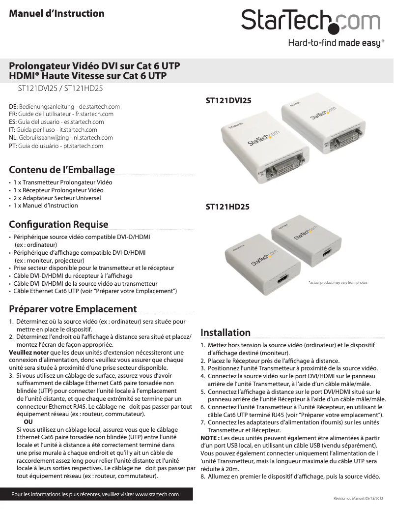 Página 1 del manual Manual de usuario StarTech.com ST121DVI25