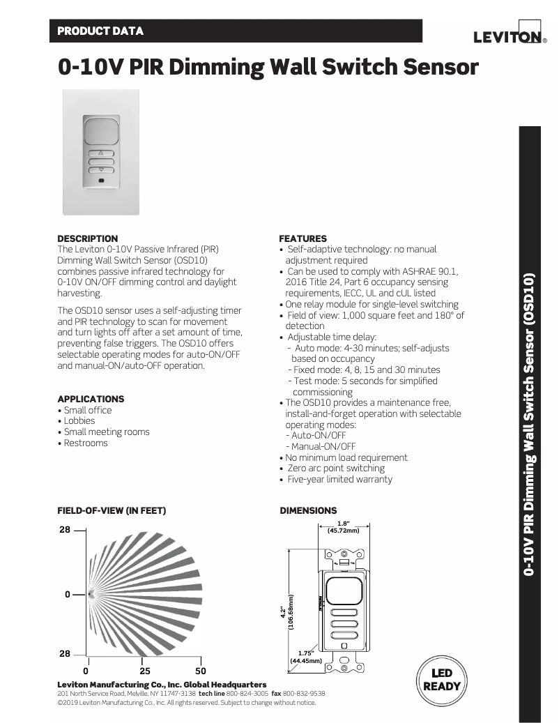 Página 1 del manual Manual de usuario Leviton OSD10-I0I
