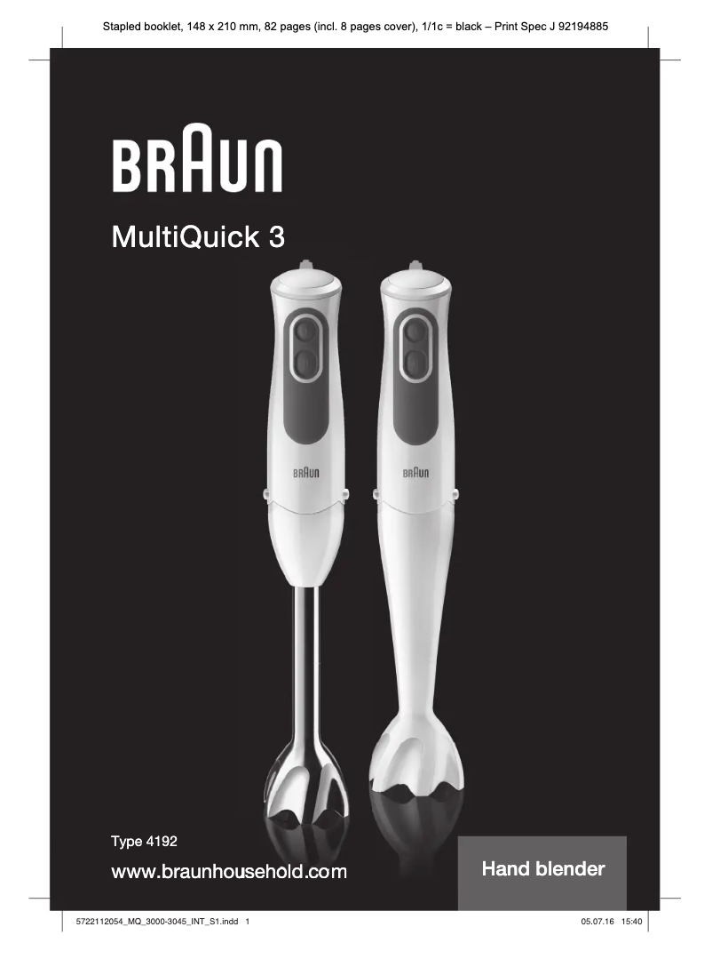Página nº 1 - Manual de usuario Braun Multiquick 3 MQ 3020 Pesto