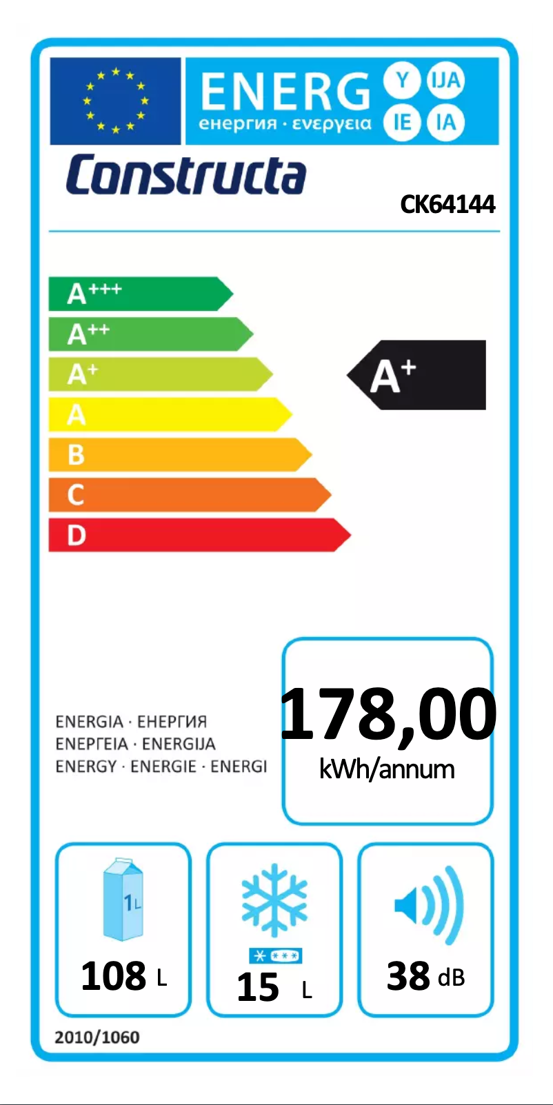 Página 1 del manual Etiqueta energética Constructa CK64144