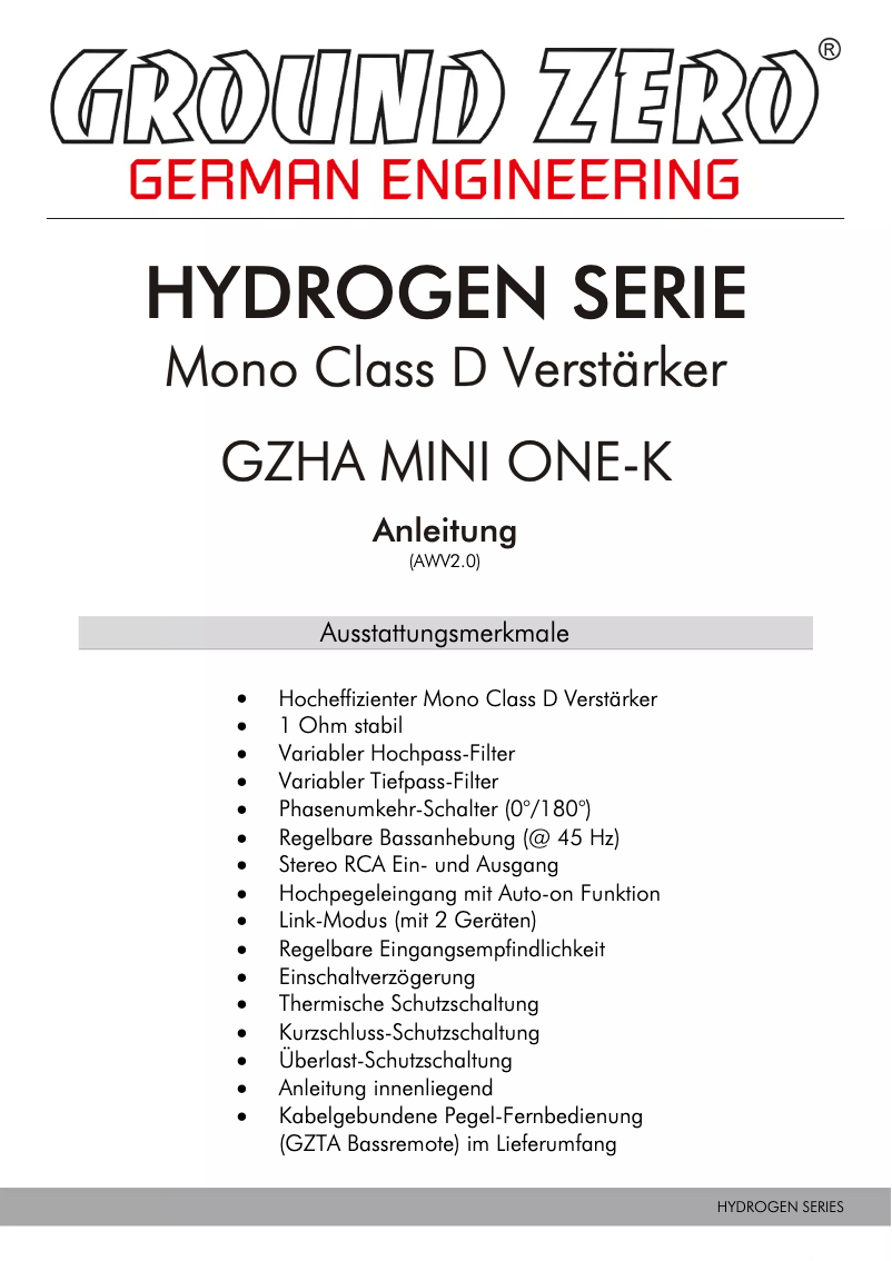 Imagen de la primera página del manual del dispositivo GZHA MINI ONE-K