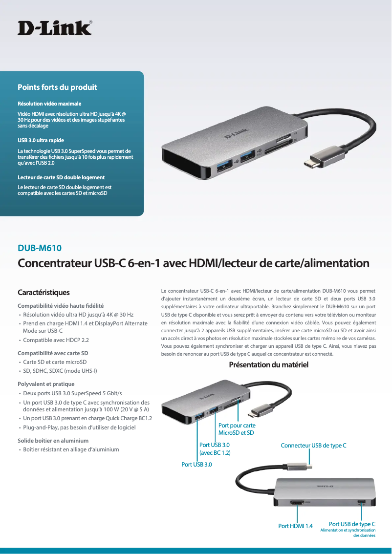 Imagen de la primera página del manual del dispositivo DUB-M610