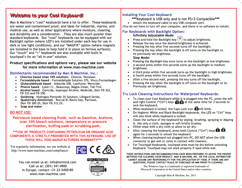 Página 1 del manual Manual de usuario Man & Machine SLIM COOL LP