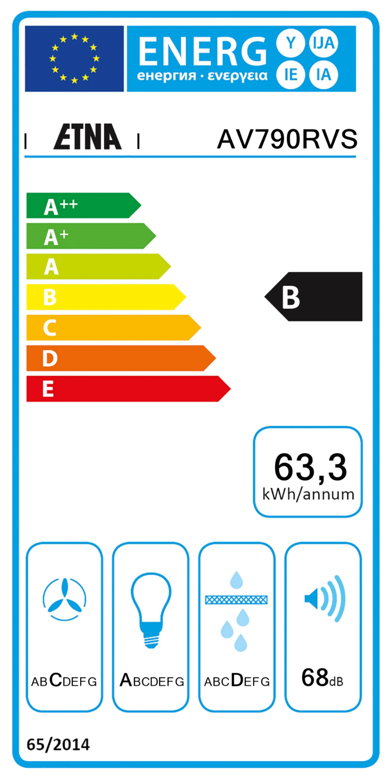 Página 1 del manual Etiqueta energética Etna AW9075RVS