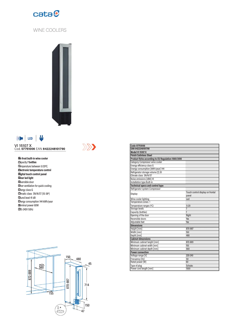 Página 1 del manual Ficha técnica CATA VI 15107 X