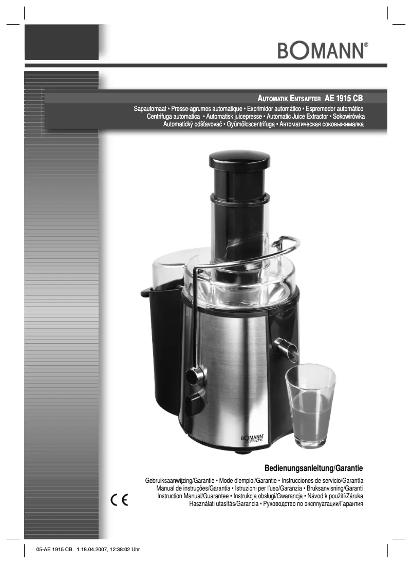 Imagen de la primera página del manual del dispositivo AE 1915 CB