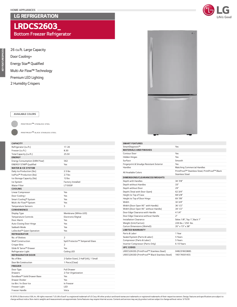 Imagen de la primera página del manual del dispositivo LRDCS2603D