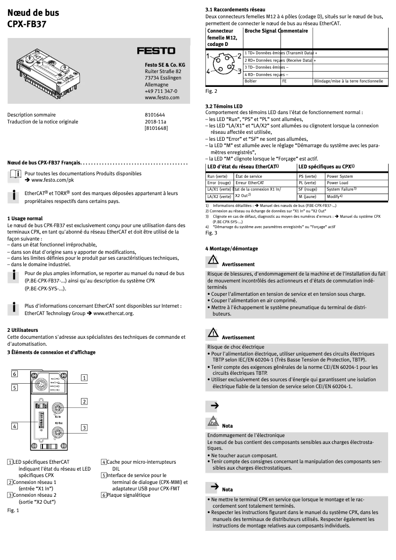 Página 1 del manual Manual de usuario Festo CPX-FB37