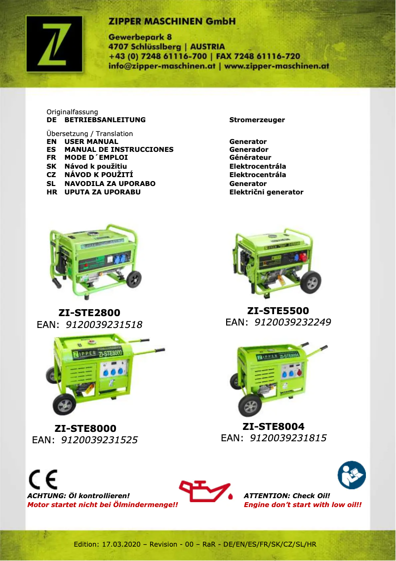 Página 1 del manual Manual de usuario Zipper ZI-STE8000