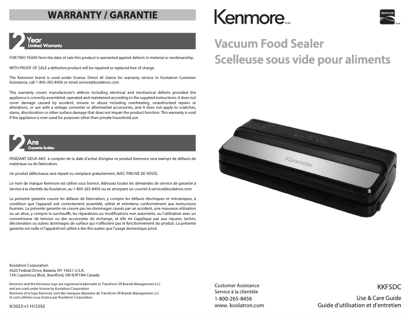 Página 1 del manual Manual de usuario Kenmore KKFSDC