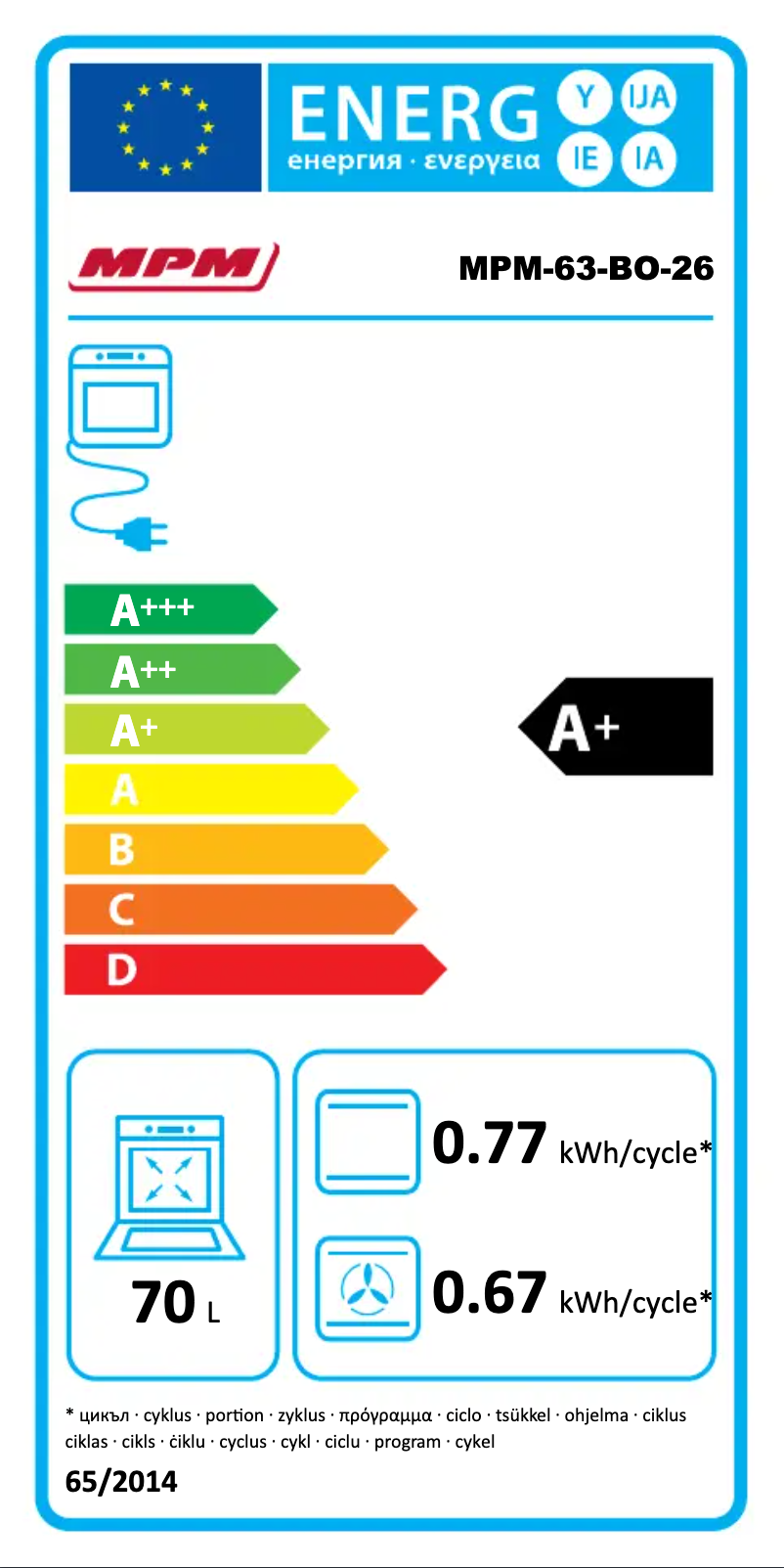 Página nº 1 - Etiqueta energética MPM MPM-63-BO-26