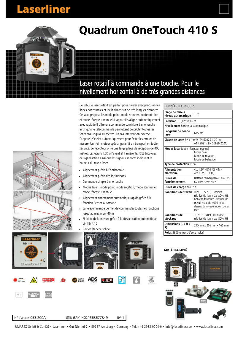 Imagen de la primera página del manual del dispositivo Quadrum OneTouch 410 S