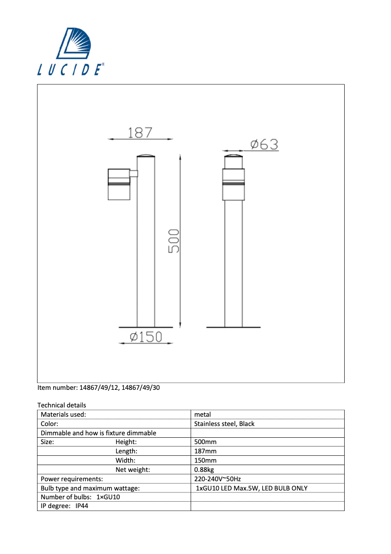 Imagen de la primera página del manual del dispositivo Arne 14867/49/30
