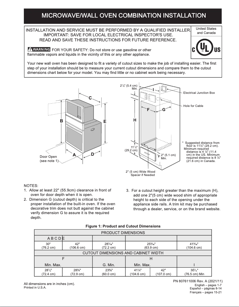 Imagen de la primera página del manual del dispositivo FCWM3027AB