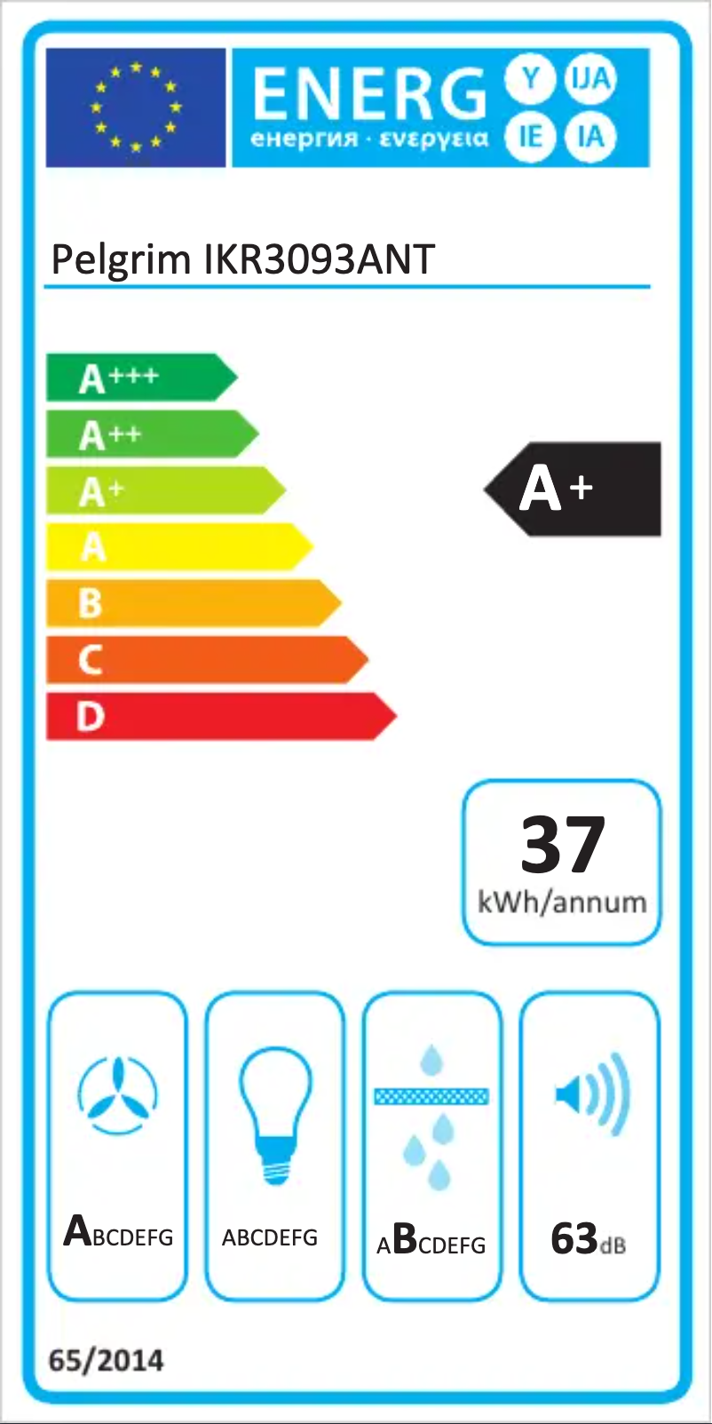 Página 1 del manual Etiqueta energética Pelgrim IKR3093ANT