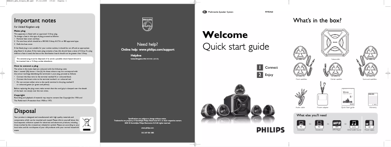 Imagen de la primera página del manual del dispositivo MMS460