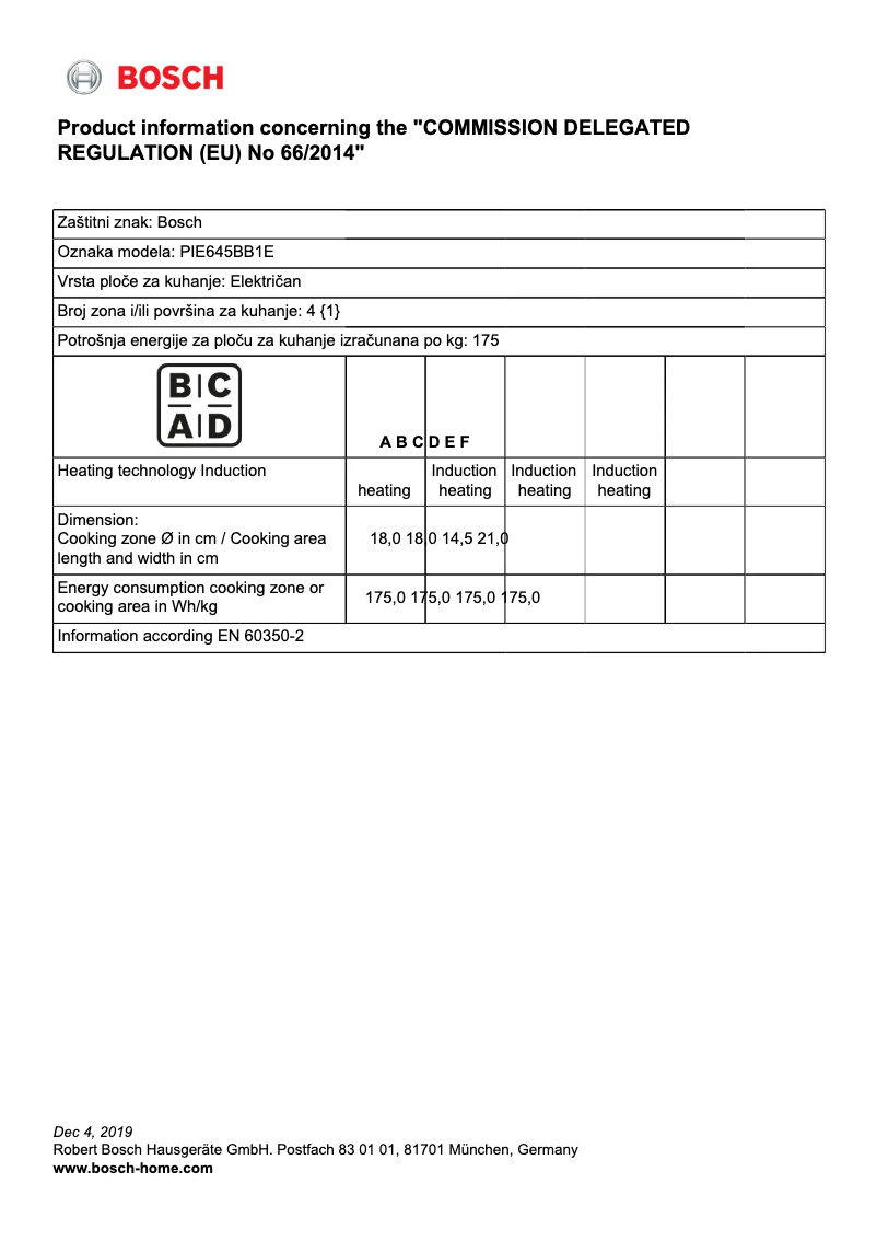 Página nº 1 - Ficha técnica Bosch PIE645BB1E