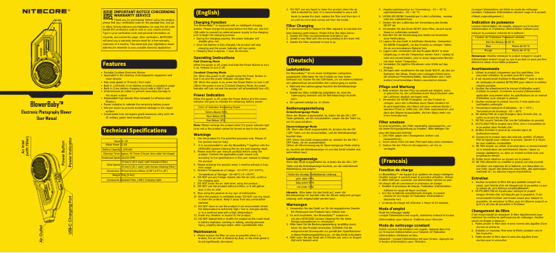 Página 1 del manual Manual de usuario Nitecore BlowerBaby