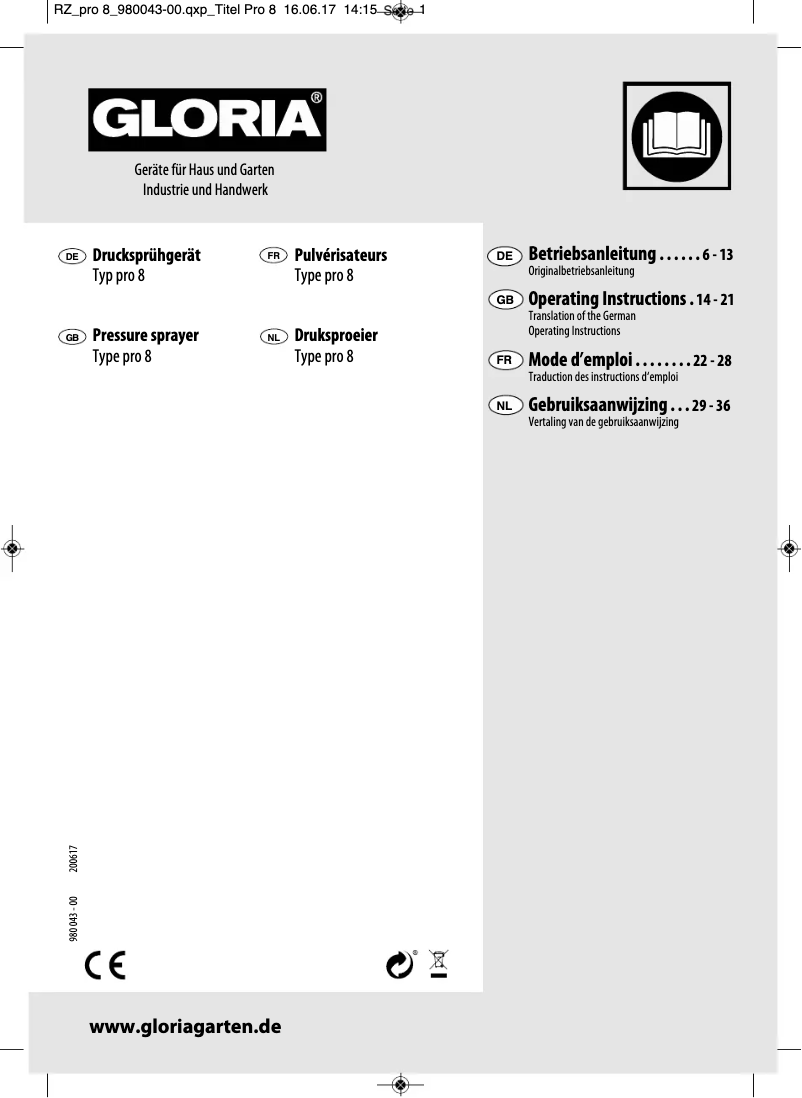 Imagen de la primera página del manual del dispositivo Pro 8