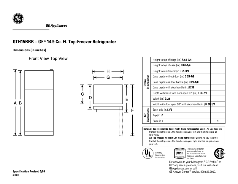 Imagen de la primera página del manual del dispositivo GTH15BBRRBB