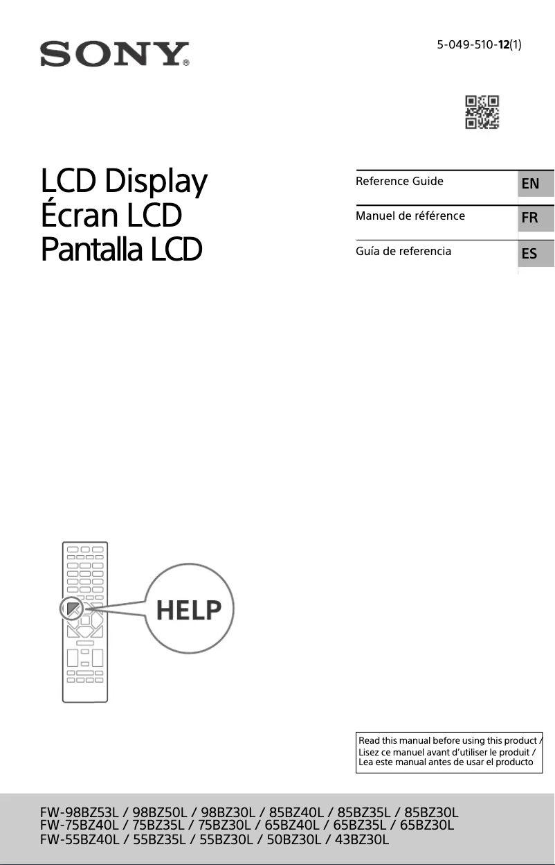 Imagen de la primera página del manual del dispositivo FW-65BZ40L