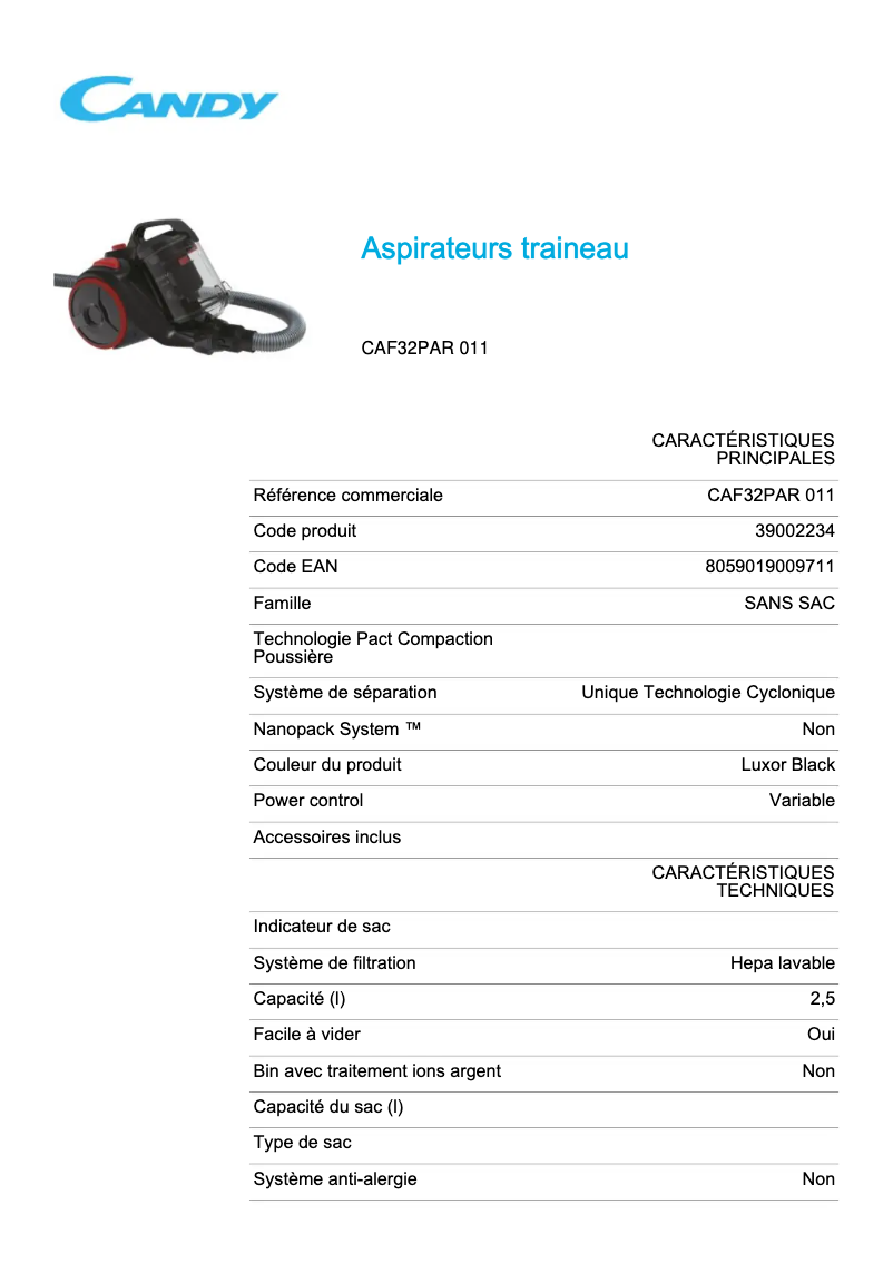 Imagen de la primera página del manual del dispositivo CAF32PAR 011