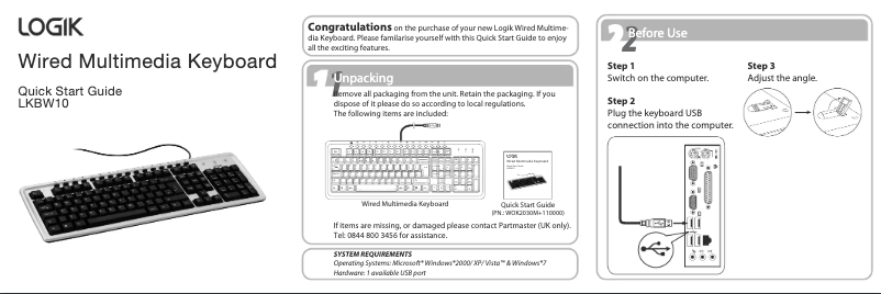 Imagen de la primera página del manual del dispositivo LKBW10