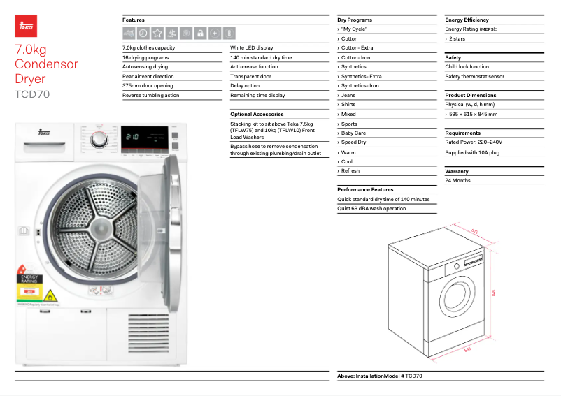 Imagen de la primera página del manual del dispositivo TCD70