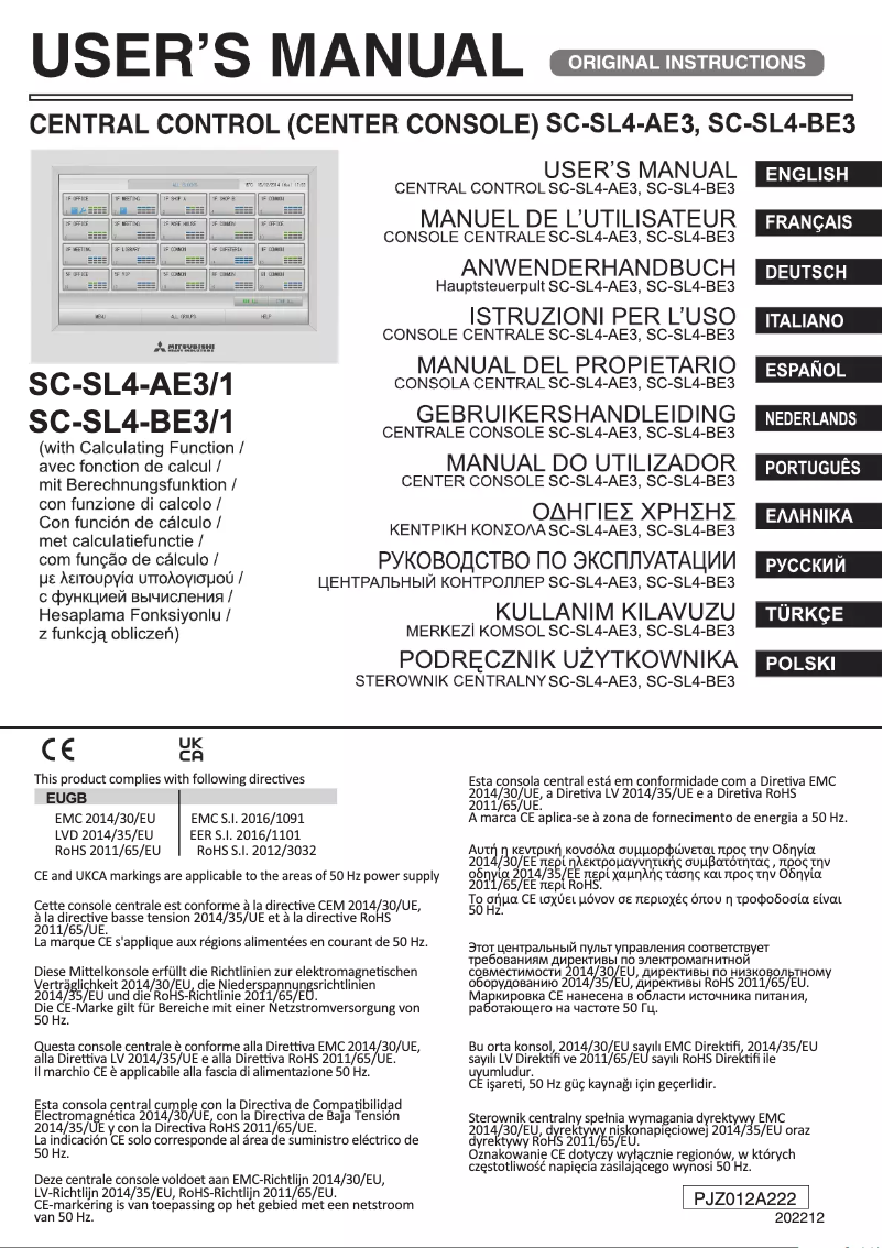 Página nº 1 - Manual de usuario Mitsubishi SC-SL4-BE3
