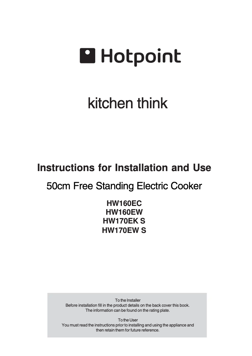 Página 1 del manual Manual de usuario Hotpoint HW170EKS