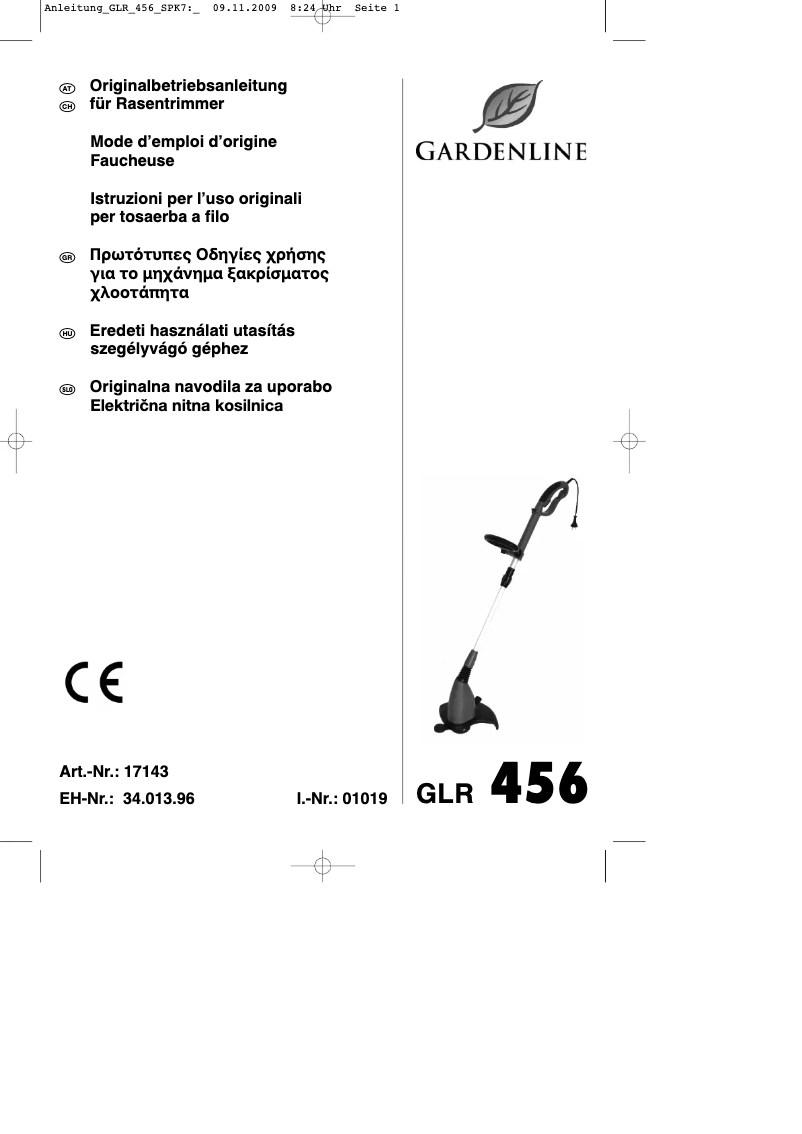 Imagen de la primera página del manual del dispositivo GLR 456