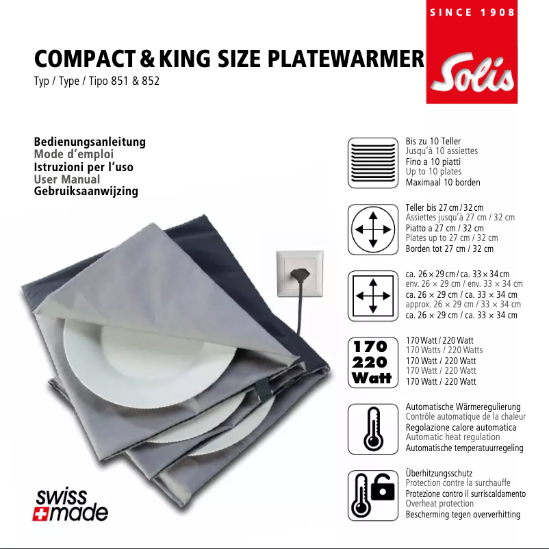 Imagen de la primera página del manual del dispositivo King Size 852