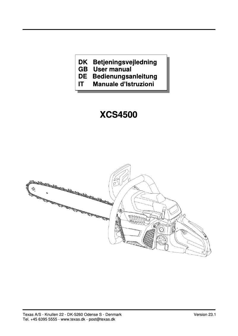 Imagen de la primera página del manual del dispositivo XCS4500