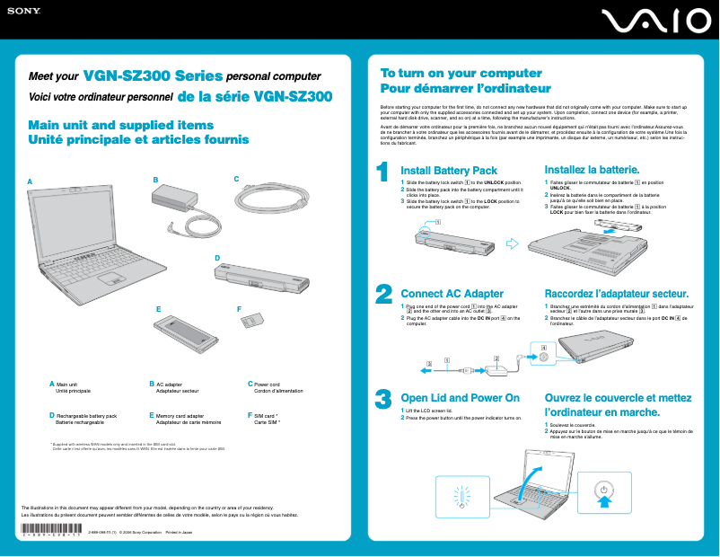 Imagen de la primera página del manual del dispositivo Vaio VGN-SZ360P