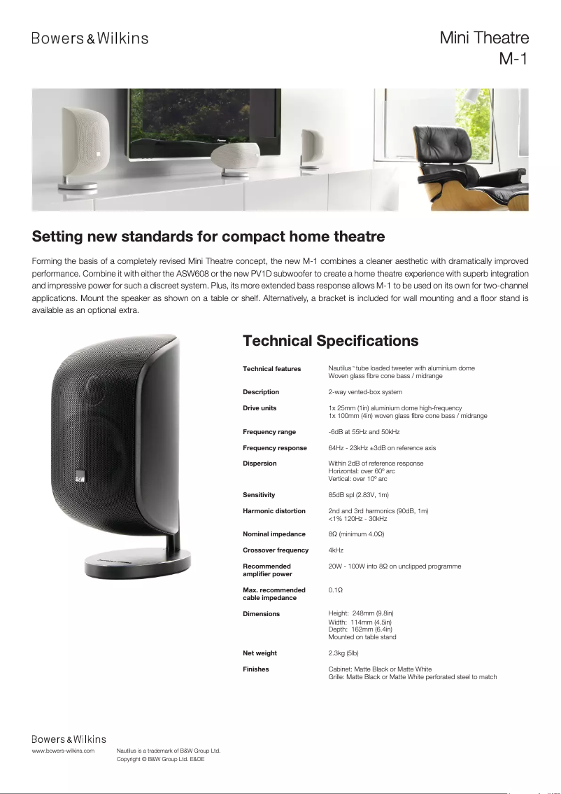 Página nº 1 - Ficha técnica Bowers & Wilkins MT-50