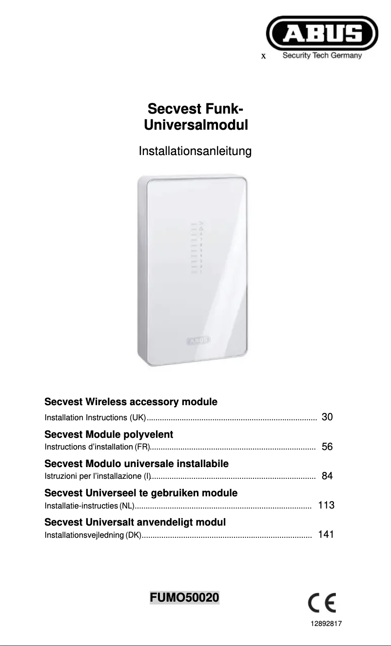 Imagen de la primera página del manual del dispositivo FUMO50020