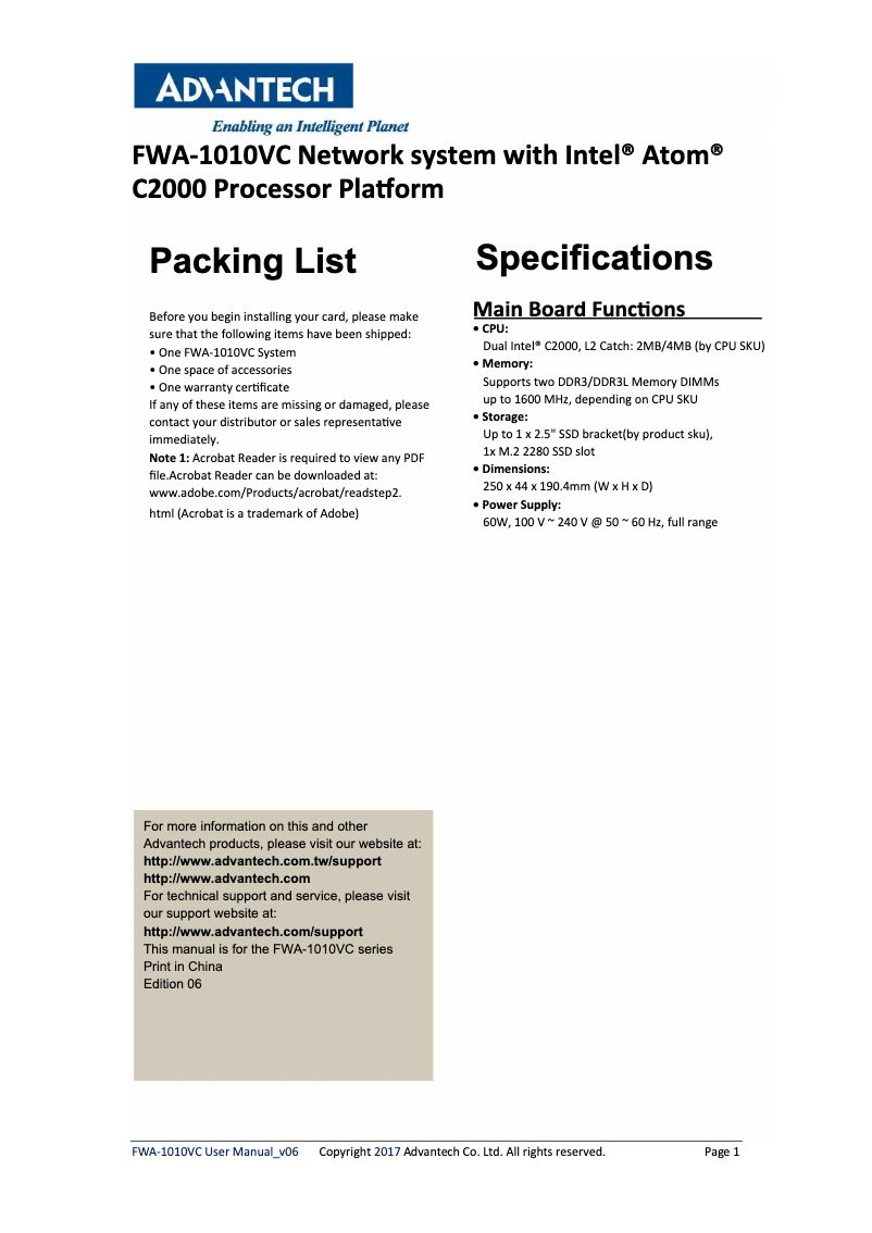 Imagen de la primera página del manual del dispositivo FWA-1010VCR